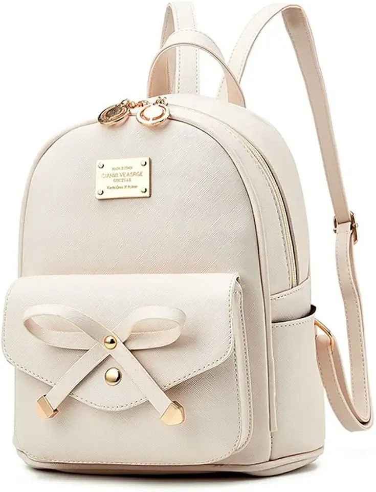 Girls Bowknot Cute Leather Backpack Mini Backpack Purse for Women