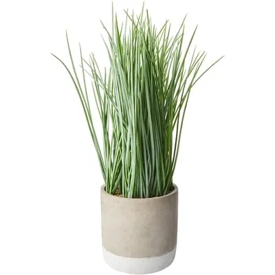 Faux Grass in 2-Tone Sand Coloured Cement Pot, 15 in