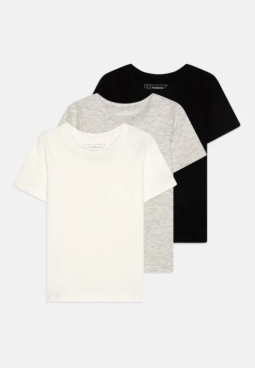 UNISEX 3 PACK - T-shirts - black/white/mottled light grey
