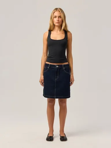 RES X ABRAND Midi Skirt In Isabel Rinse