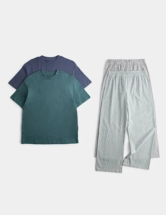 2er-Pack Schlafanzugsets aus reiner Baumwolle mit Streifenmuster (6–16 Jahre)