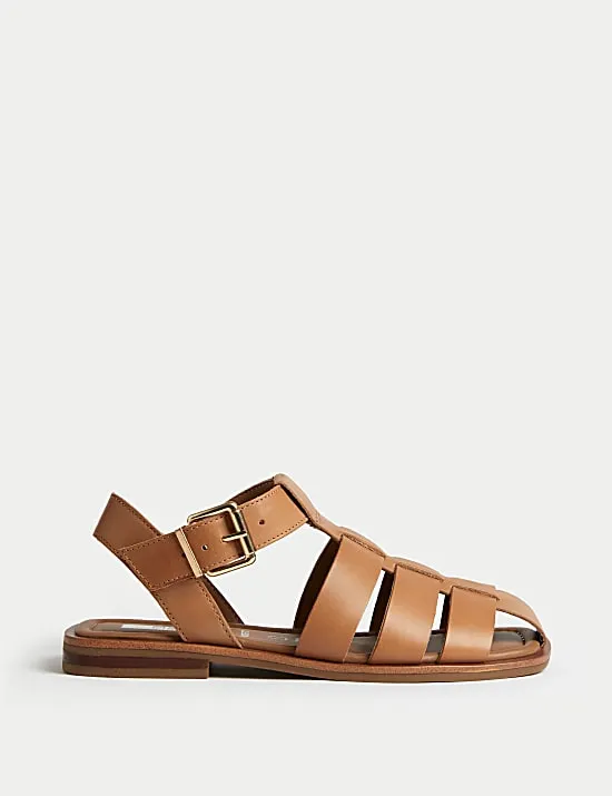 Wide Fit Leather Strappy Sandals