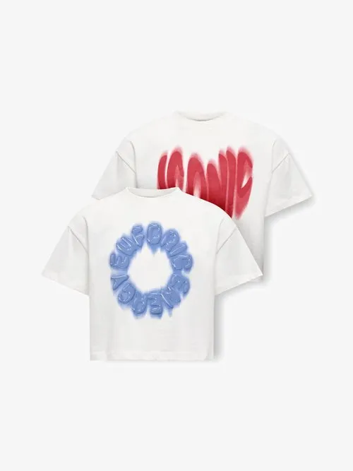 KOGDAPHNE LIFE SHORT TEE 2 PACK - T-shirts med print - cloud dancer