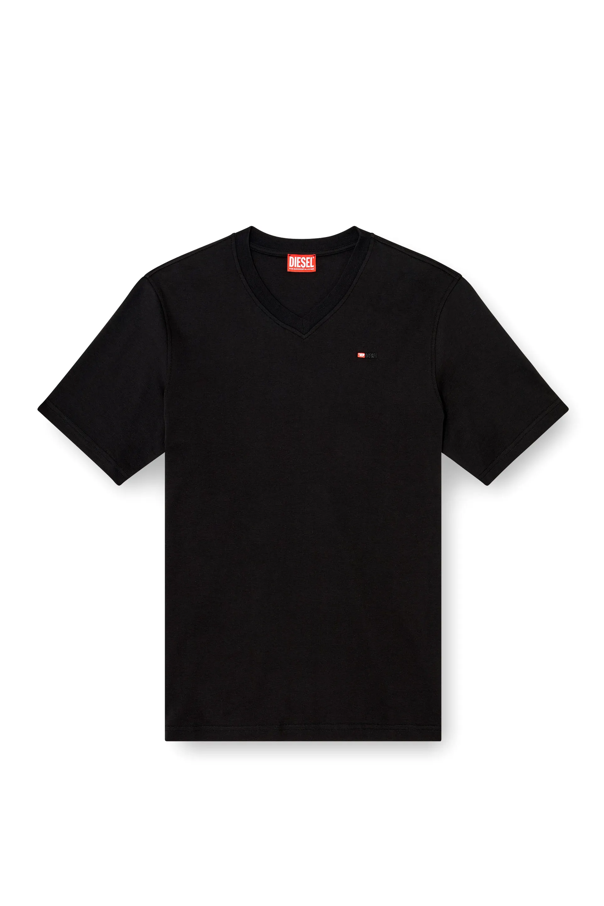 V-neck T-shirt with micro logo embroidery