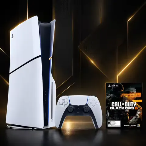 Sony PS5 Slim 1TB Disc Console with DualSense Controller, Call of Duty Black Ops 6 Bundle