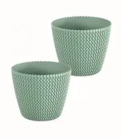 2er Set Blumentopf in Strickoptik, ca. 5 Liter - Grün