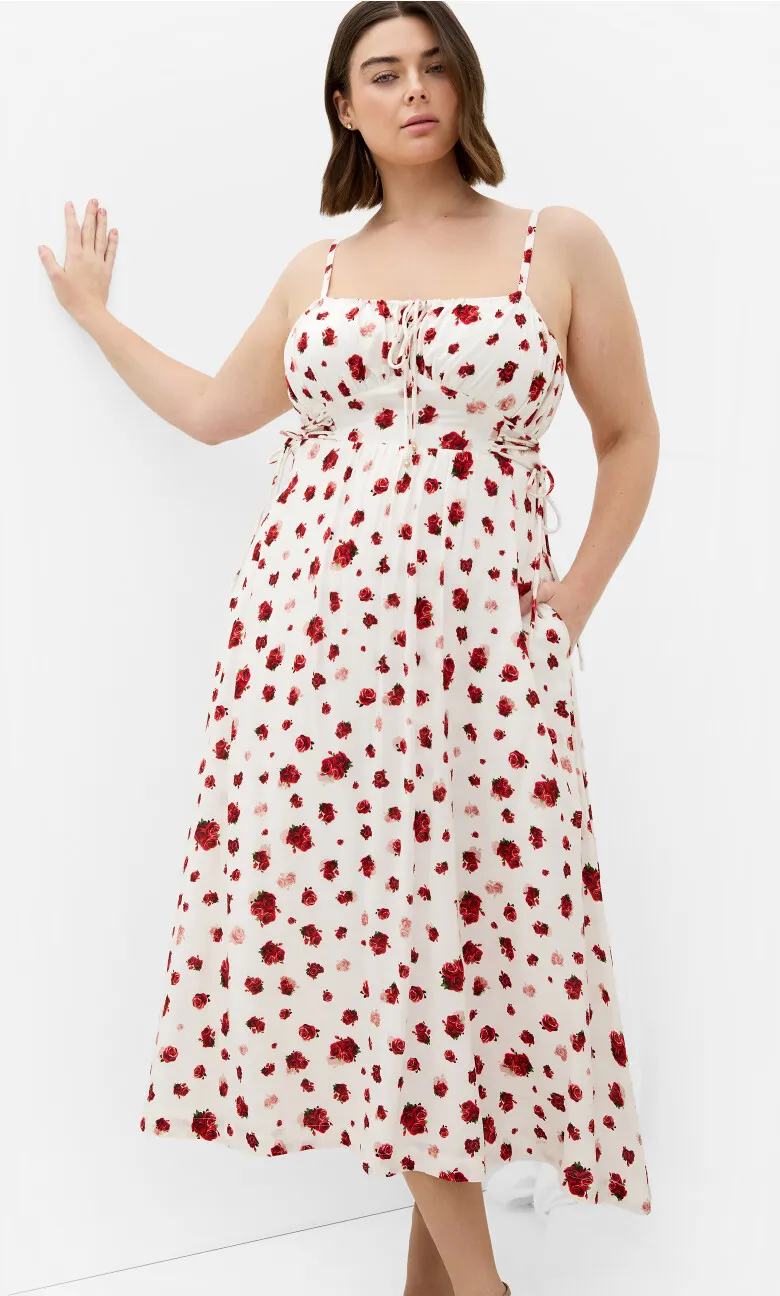 Anna Rose Print Maxi Dress - ivory