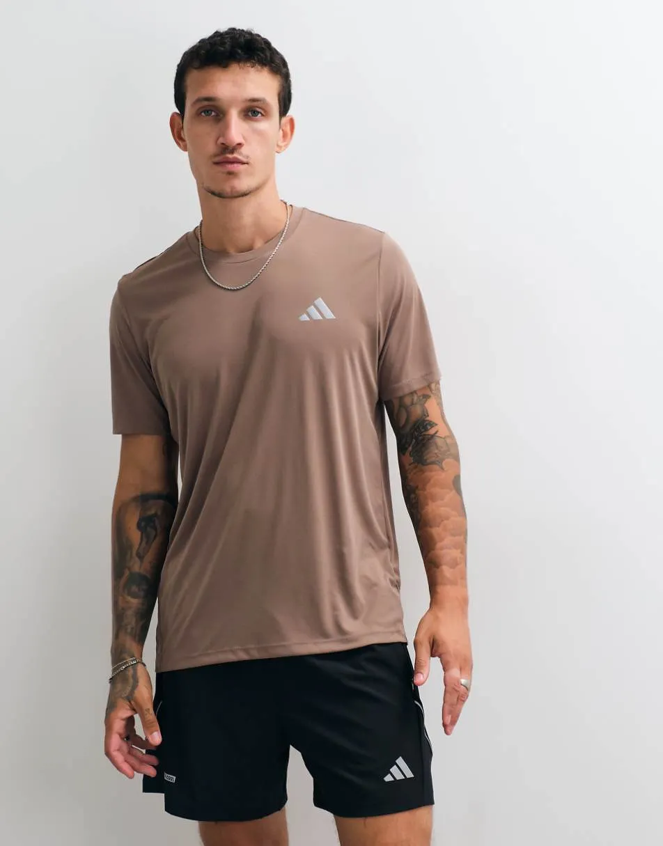 adidas Performance Essential Run t-shirt in khaki