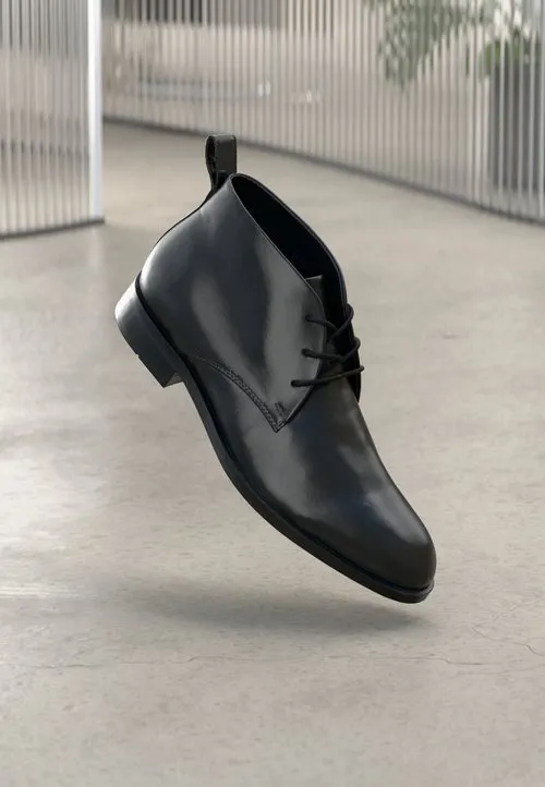 LEATHER - Snøresko - black