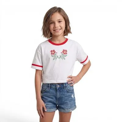 Playera Fantastic Niña Diseño Flores Bordadas