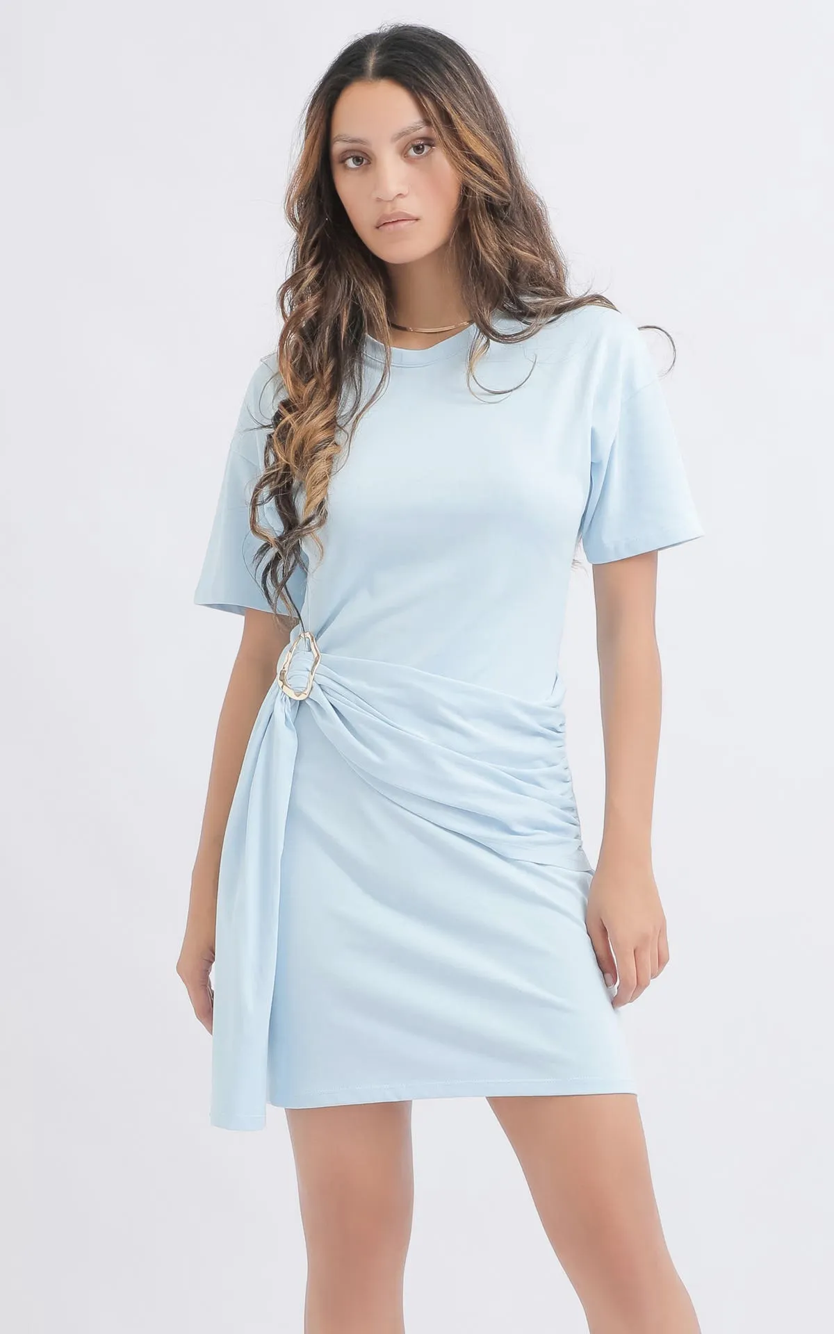 Metal Wrap Detail T-Shirt Dress