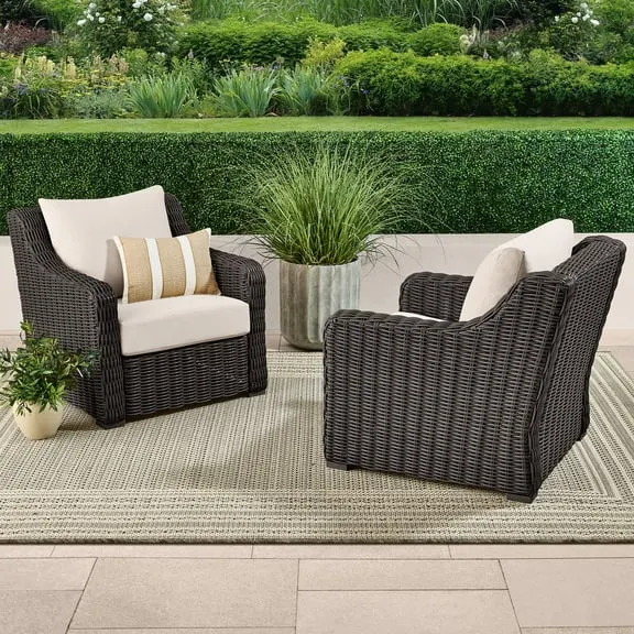 Better Homes & Gardens Bellamy Outdoor 2-Pack Lounge Chairs, Dark Brown