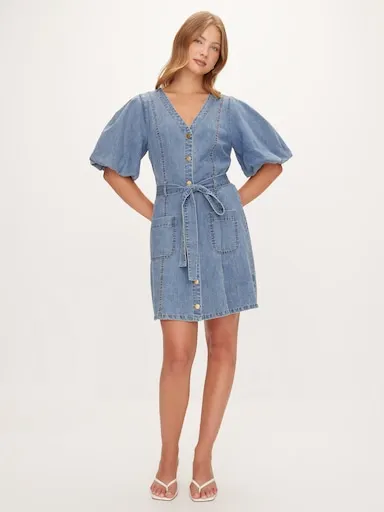 Peyton Puff Denim Mini Dress