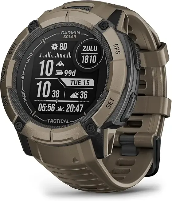 Garmin Instinct 2X Solar - Tactical Edition, Rugged GPS Smartwatch, Built-in Flashlight, Ballistics Calculator, Solar Charging Capability, Coyote Tan
