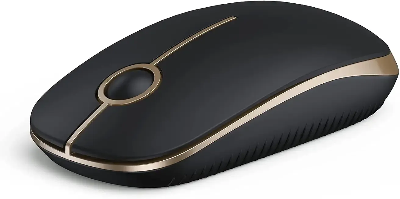 VssoPlor Wireless Mouse, 2.4G Slim Portable Computer Laptop Mouse with Nano Receiver Quiet Silent Optical Mice for Notebook, PC, Laptop, Computer-Black and Gold