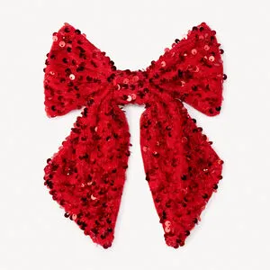 Barrette gros nœud en velours avec sequins fille