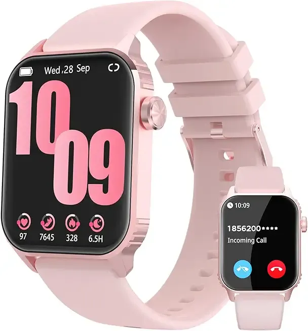 Smart Watches for Women Men, 120 Sports Modes Smartwatch with 1.83 inches HD Display, Heart Rate/Sleep Monitor, IP67 Waterproof, Bluetooth Call & Music Control for iPhone/Android (Pink)