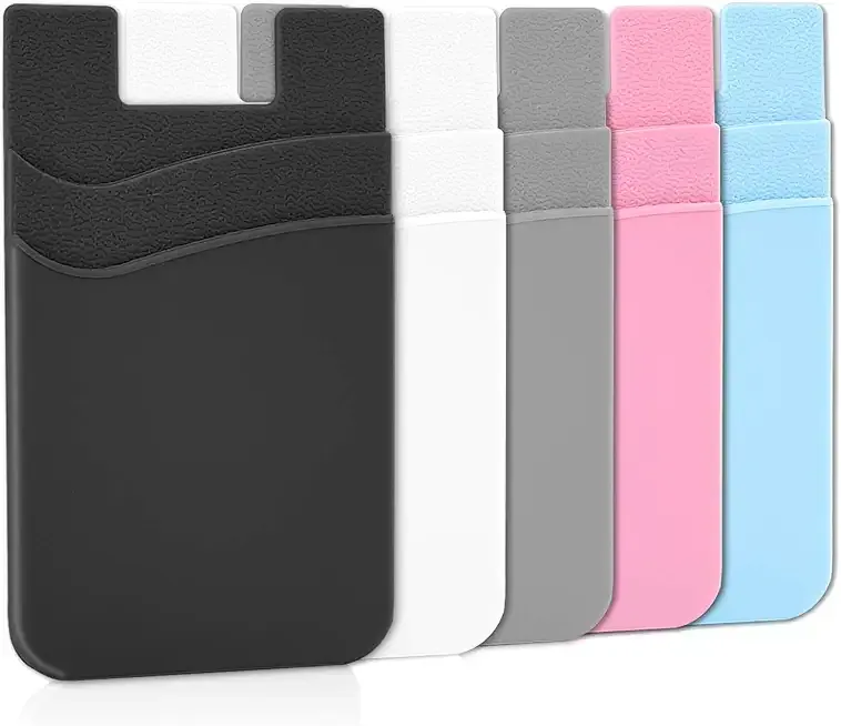 Senose Phone Wallet, Card Holder for Back of Phone Stick on Cellphone Cases Great Storage Compatible for iPhone/Android/Samsung Galaxy Pack of 5