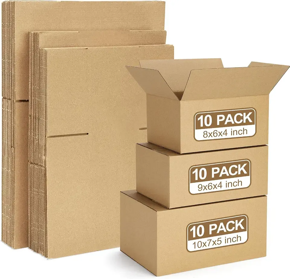 Eupako 30 Pack Small Shipping Boxes Assorted Sizes, 8x6x4 & 9x6x4 & 10x7x5 10 PCS Each Mailing Boxes, Brown Corrugated Box Mailers, Cardboard Boxes for Packaging Small Business