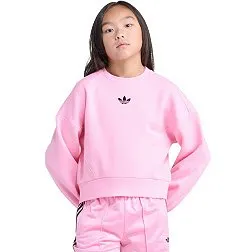 adidas Girls' Small Logo Fleece Crewneck Sweatshirt