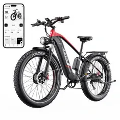 [EU DIRECT] DUOTTS F26 Electric Bike 48V 20AH SamsungBattery 750W*2 Dual Motors Recommended Top Speed 25KM/H 26*4.0inch Fat Tires APP Support 100-120KM Max Mileage 150KG Max Load Electric Bicycle