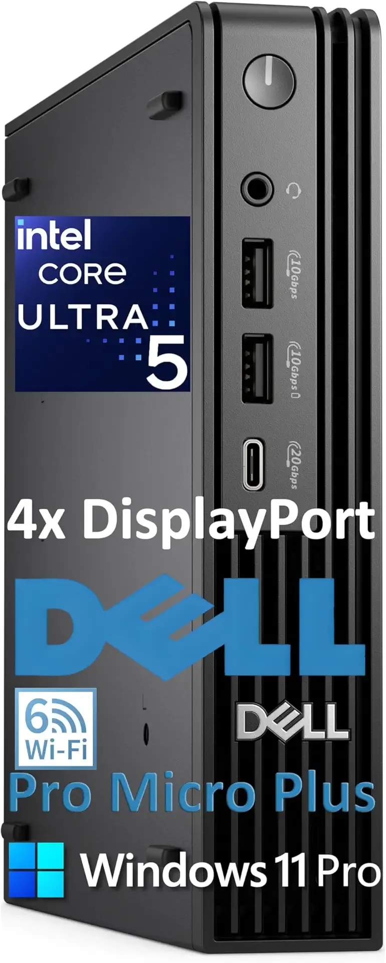 Dell Pro Micro Plus Mini PC (Next Gen OptiPlex 7000 MFF), Bussiness Desktop Computer AI PC, Intel 14-Core Ultra 5 235T (Beat i7-13700T), 16GB DDR5, 512GB SSD, WiFi 6, Bluetooth, 4X DP, Windows 11 Pro