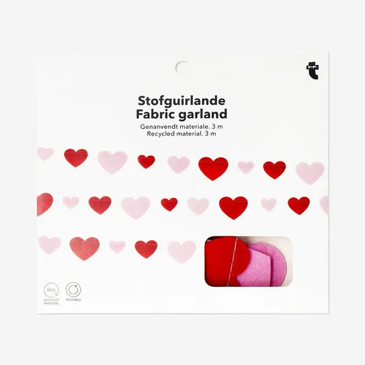 Fabric garland with felt hearts -...