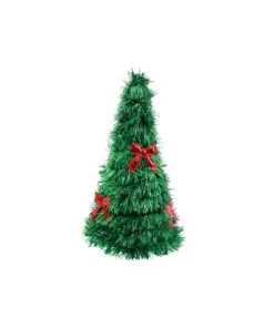 Tinsel Cone Tree With Bows 27cm