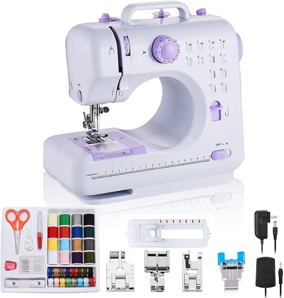 Sewing Machine Portable mini Electric Sewing Machine for beginners 12 Built-in Stitches 2 Speed with Foot Pedal，Light, Storage Drawer.