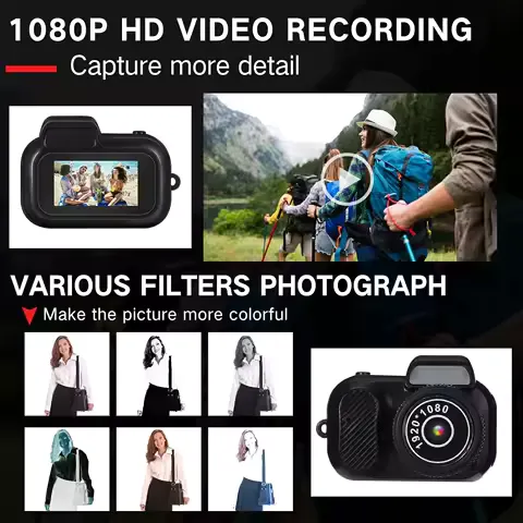 Mini Keychain Camera Retro Micro with 8GB Card 1080P Retro Snap Digital Camera 6 Filters,0.96'' HD Tiny Vintage Video Recorder