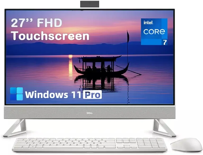 Dell 27 All-in-One Desktop Computer, Core 7 150U(Up to 5.5 GHz), 27" FHD IPS Touch Display, Windows 11 Pro, 32GB DDR5, 1TB SSD, Wireless KB & Mouse, NVIDIA GeForce MX570A GDDR6, Wi-Fi 6E