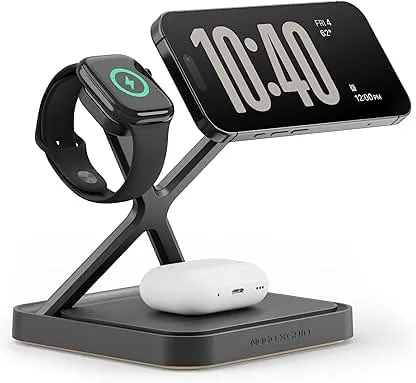 NOCO XGrid XDS3: 3-in-1 Wireless Charging Stand – Charging Station for iPhone, Apple Watch, and AirPods – MagSafe Compatible, Qi2 Certified – Includes 45W USB-C Wall Charger and 6.5-Foot USB-C Cable NOCO XGrid XDS3: 3-in-1 Wireless Charging Stand – Ch…