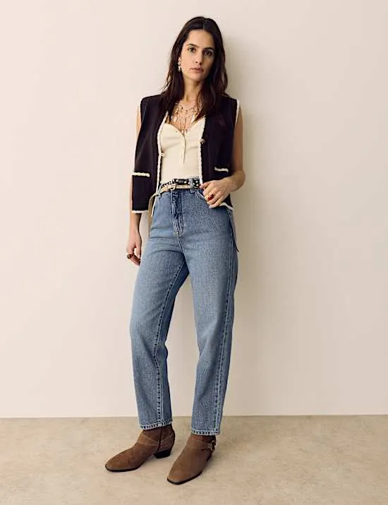Slim Fit Mom Jeans aus Lyocellmisch-Denim