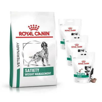 Croquettes Royal Canin Veterinary 3 à 12 kg + Friandises Satiety Treats 3 x 230 g offertes !