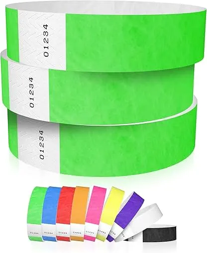 600 WristCo Neon Green Tyvek Wristbands for Events - Tamp…