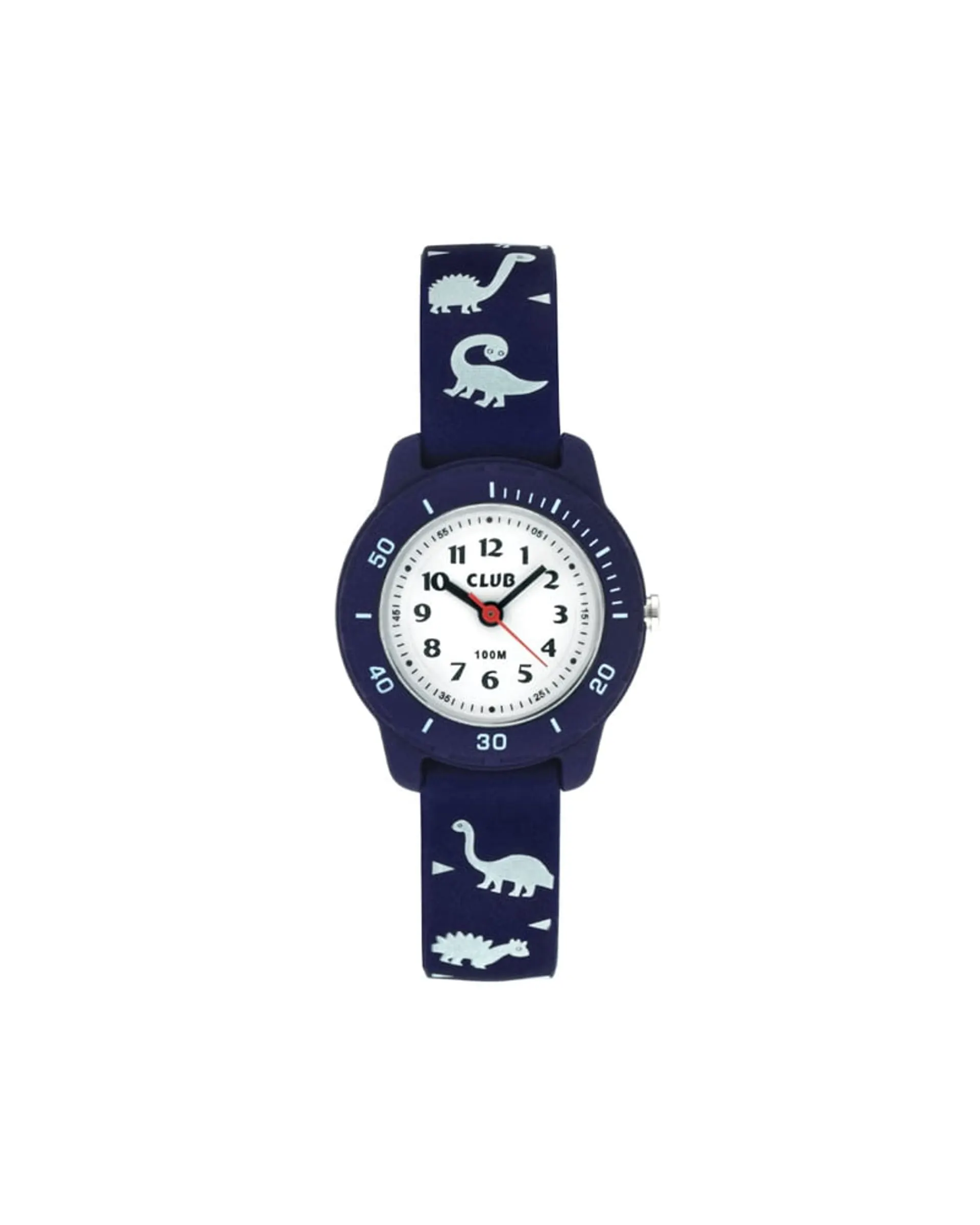 Dinosaur barneklokke med blå silikon rem (27mm)