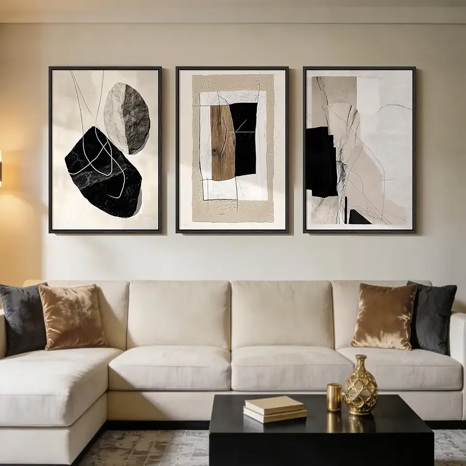 Large Wall Art For Living Room,3 Piece Framed Wall Art for Wall Decorations Living Room Minimalist Wall Art Canvas Prints Paintings Artwork for Walls,Hallway,Office Wall Decor 24x36 Inch