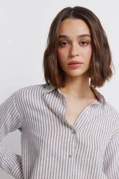 Camisa lino semi abierta