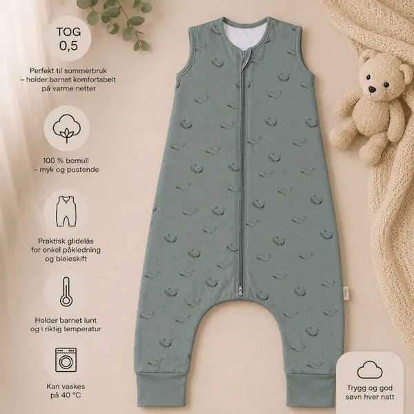Fillikid | Sommer nattpose med ben | str. 104| Whale Green