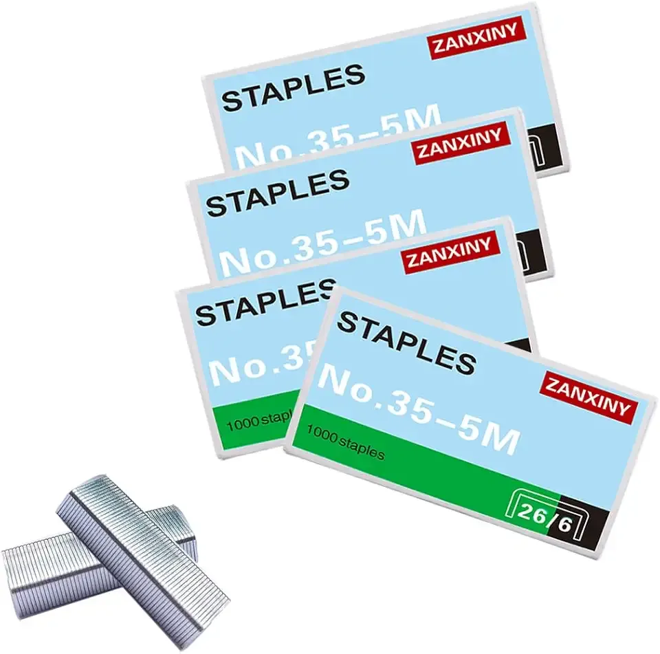 Standard Staples,Desktop Staples 1/4" (26/6), Galvanised Staple 26/6 Type, 1/4" Jam Free Sharp Chisel Point Design Staple for Office School Home Stapler Stapling Refills - 4 Boxes (4000Pcs)