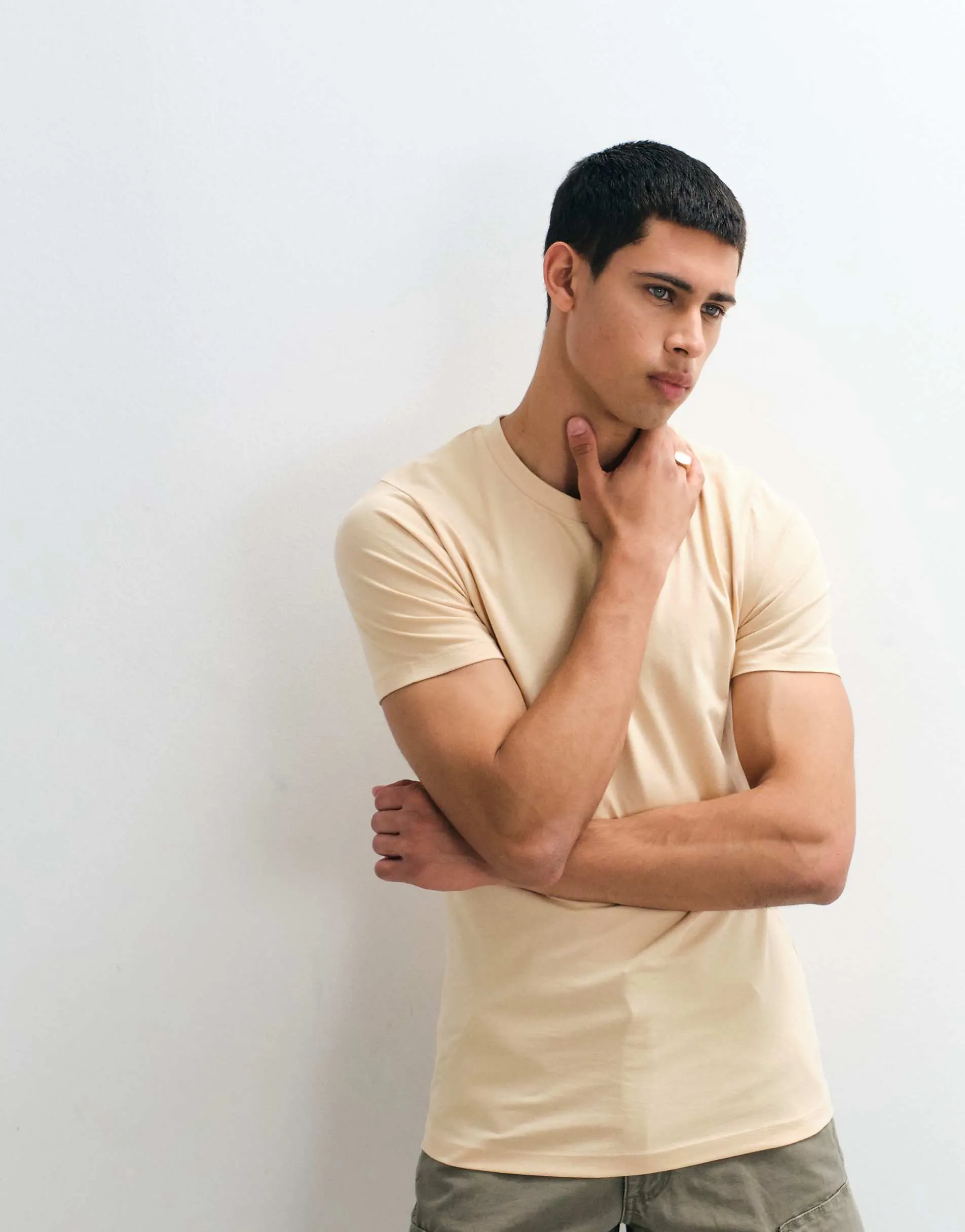Jack & Jones muscle fit t-shirt in beige