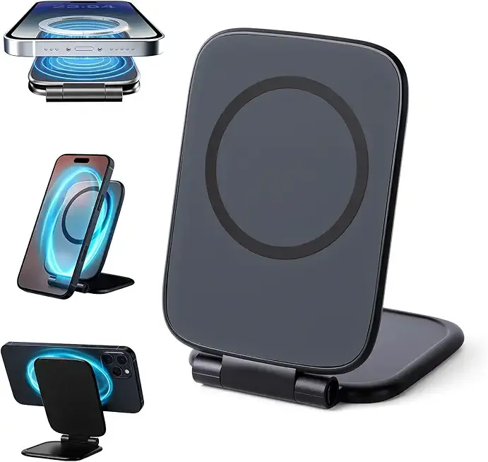 Ultra-Thin Foldable Magnetic Car Phone Mount, 270° Foldable, Shockproof, Strong Magnet Secure Grip Stand for Smartphones, for Car Compatible with iPhone & Android