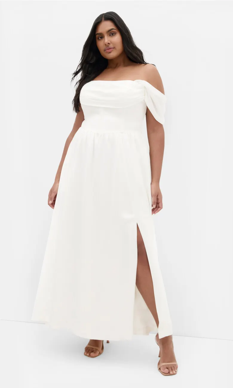 Angel Love Off Shoulder Maxi Dress - ivory