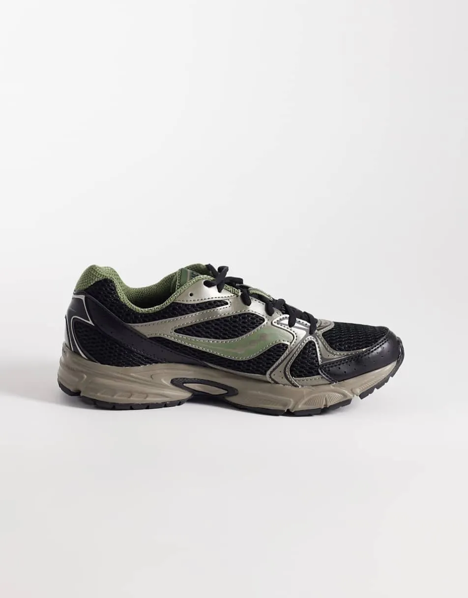 Saucony Ride Millennium trainers in olivine and black
