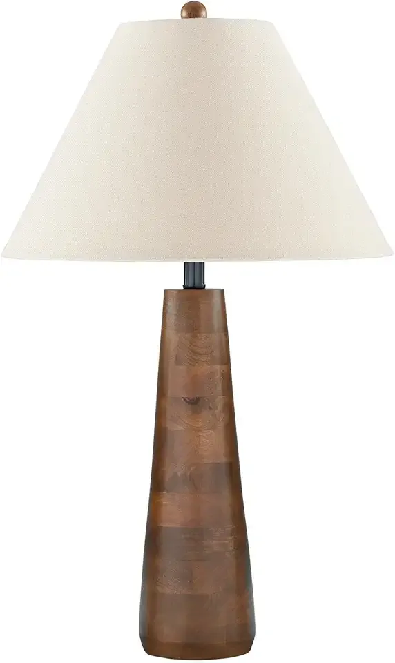 Signature Design by Ashley Danset Casual Contemporary UL Listed Table Lamp with Empire Hardback Fabric Shade and 3-Way Switch, Wood, 30.13" High, Brown