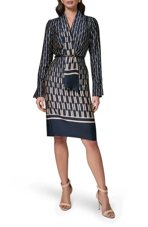 Long Sleeve Geometric Print Dress