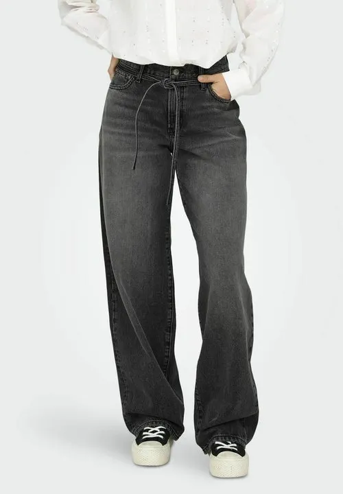 Straight fit ONLGIANNA Mid waist Balloon - Jeans straight leg - washed black