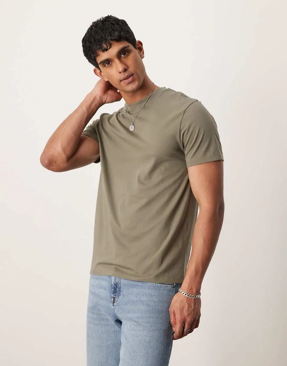ASOS DESIGN heavyweight crew neck t-shirt in khaki