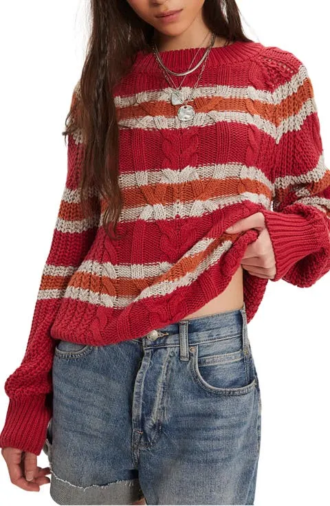 Frankie Stripe Cable Stitch Cotton Sweater