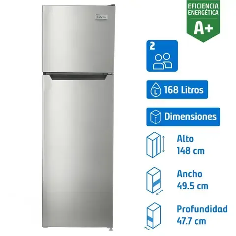 Refrigerador Top Freezer Frío Directo 168 Litros Inox LRT-200DFI
